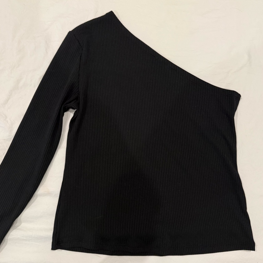 Mango Asymmetrical Black Long Sleeve Top